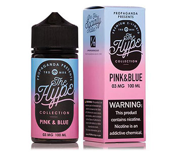 A gradient pink to blue container with a dark label that reads "The Hype".