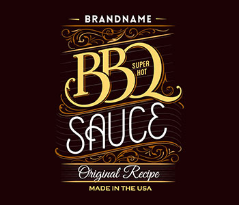 A barbecue super hot sauce label on a black background.