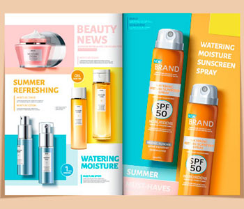 A magazine page that shows cosmetics and healthcare products.