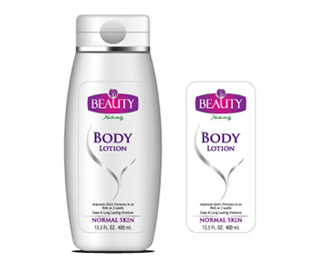White container of body lotion from Beauty.