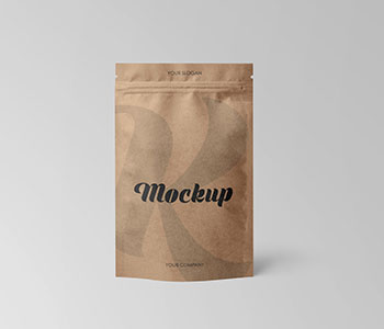 A sealed paper pouch that reads "Mockup".