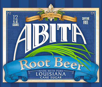 A blue label for Abita root beer.