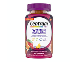 Purple vitamin container for women from Centrum.