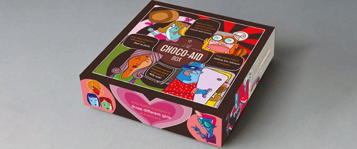 Colorful chocolate truffle box packaging