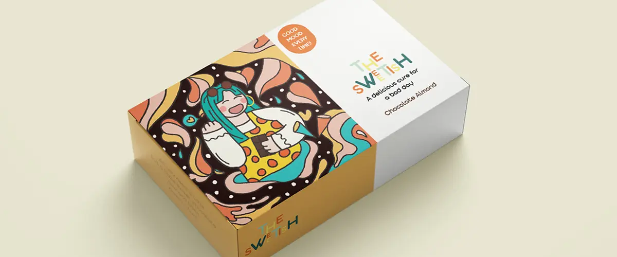 Modern playful and colorful truffle box design